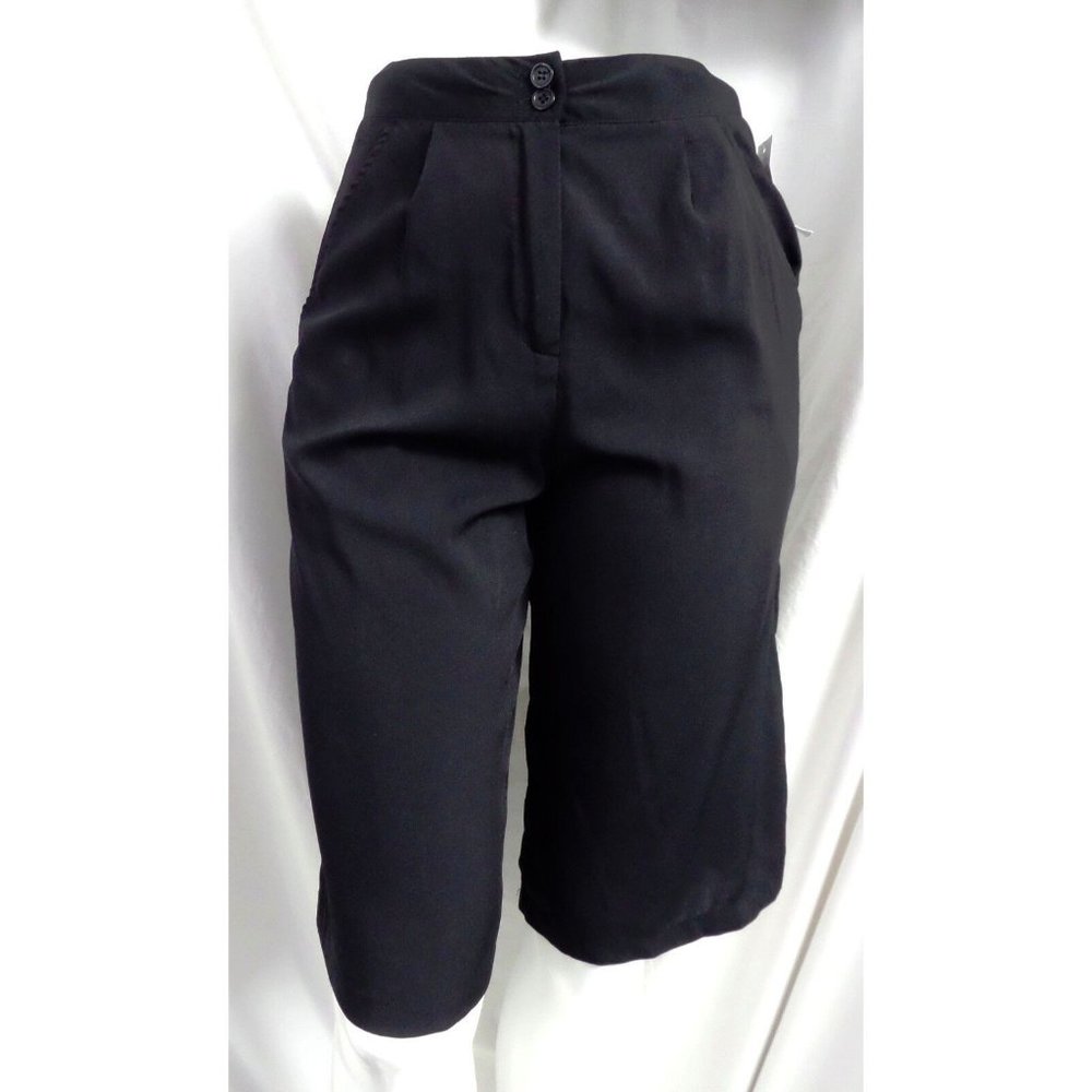 NWT MIMI CHICA BLACK PLEAT FRONT LIGHTWEIGHT DRAPEY GAUCHO CAPRI PANTS SIZE: XS